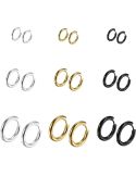 Bo Win 9 Paires Boucles d'oreilles Acier Inoxydable Anneaux pour Homme Femme Argent Or Noir Petite Piercing Dormeuse 8MM-16MM