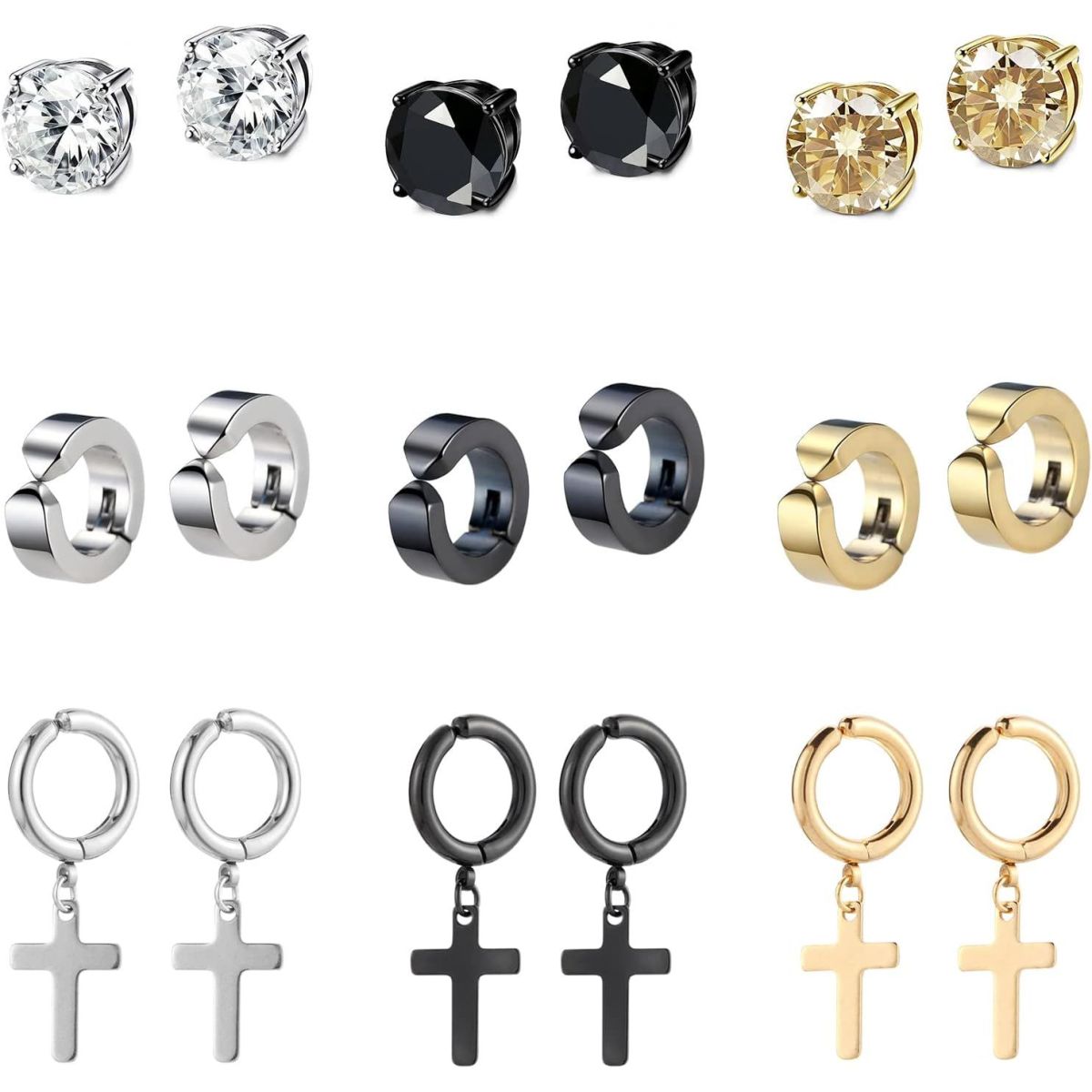 9 Pairs Stainless Steel Clip-On Earrings | Iper Hardware