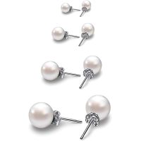 4 paia di orecchini da donna in argento 925, orecchini di perle da 4-7 mm per donne e ragazze