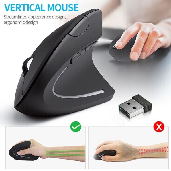 Ergonomic vertical wireless mouse 2.4 GHz
