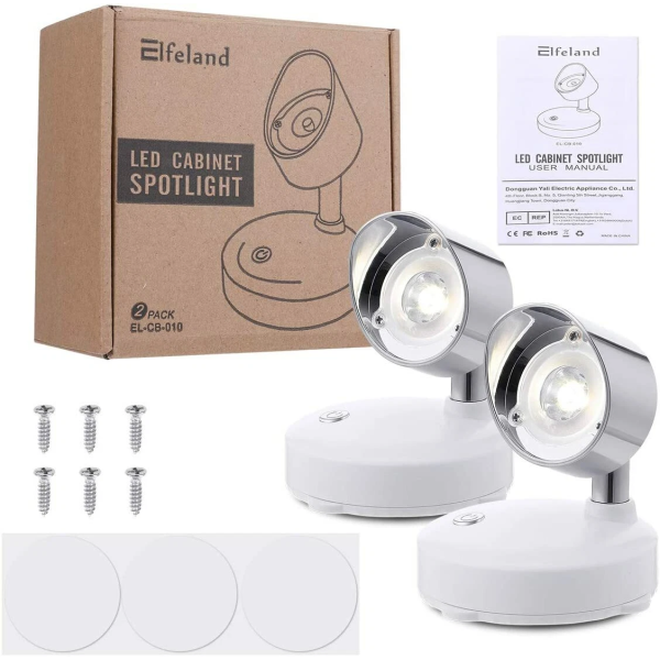 Set di 2 faretti LED Elfeland EL-CB-010 senza fili + telecomando | Iper Hardware 2