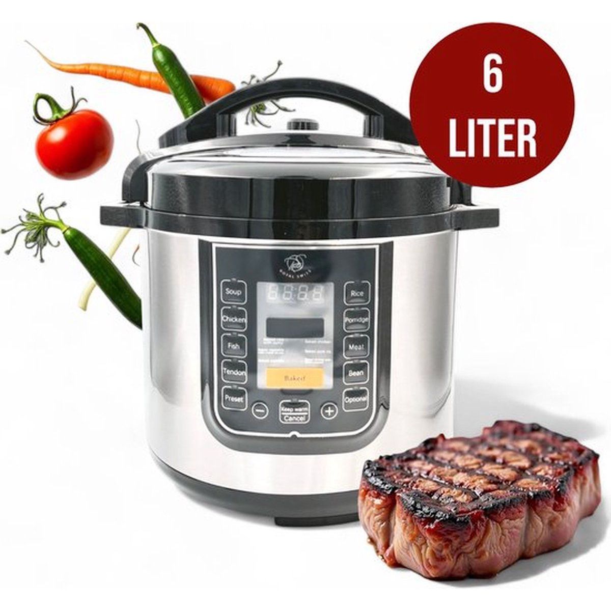 Cuiseur à riz 6 L – Autocuiseur électrique 1000 W avec fonction de maintien au chaud en acier inoxydable