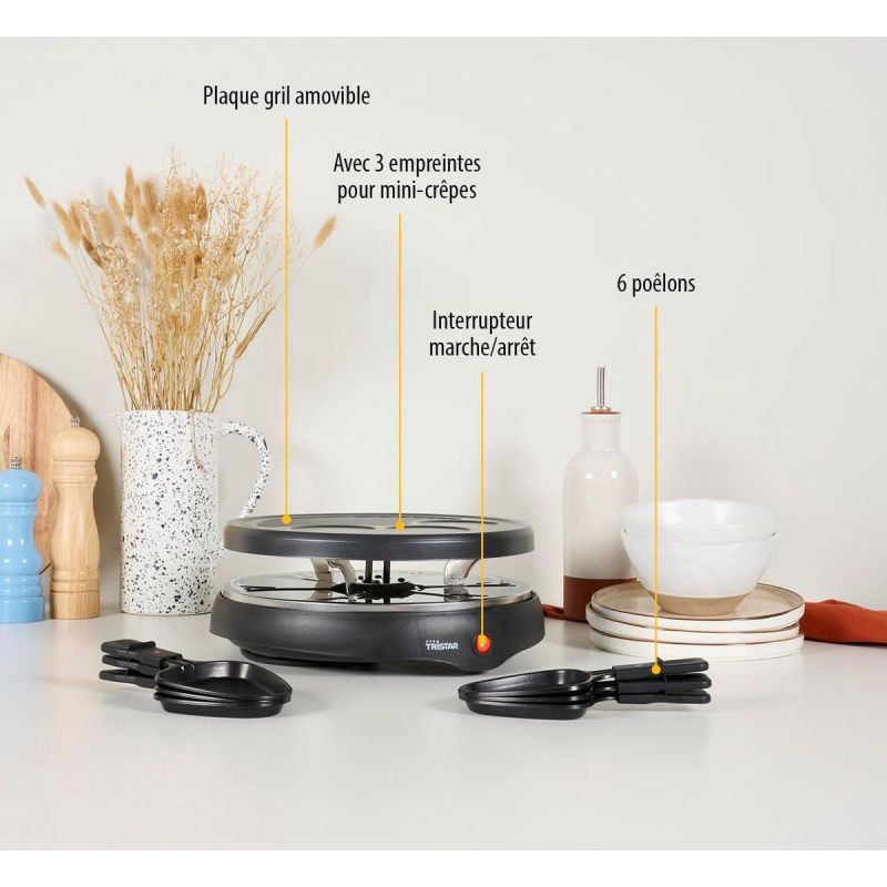 Griglia per raclette YP-500 con 6 padelle e piastra | Iper Hardware