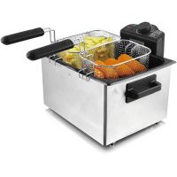 Friggitrice elettrica in acciaio inossidabile da 5 litri per bancone della cucina con temperatura del cestello dell'olio rimovib