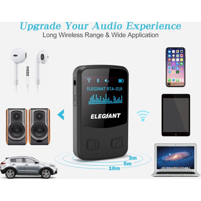 Récepteur Bluetooth ELEGIANT Récepteurs et streamers Bluetooth 5.0 - Émetteur avec appels mains libres pour voiture