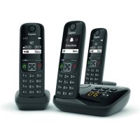 Gigaset AS690A Trio - Téléphone fixe sans fil avec répondeur - 3 combinés - Noir