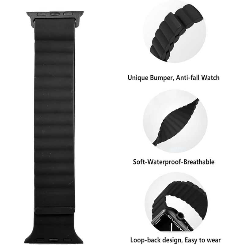 Apple Watch SE 2022 44mm GPS Aluminium Noir Bracelet Silicone Magnétique Noir – Montre Connectée