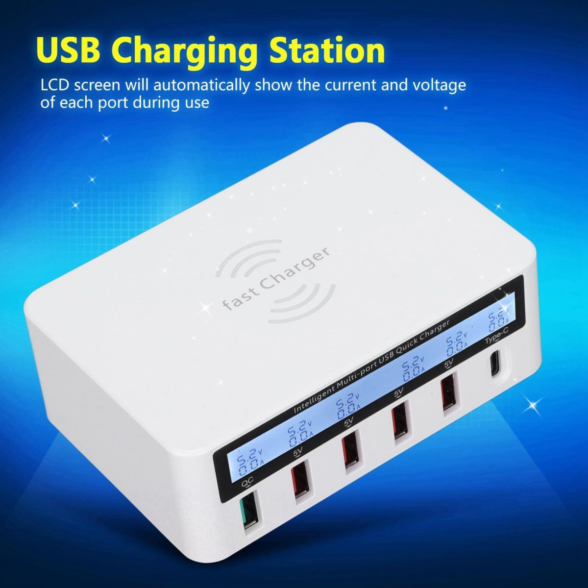 Cuifati Station Charge 6 Ports USB 40W LCD Sans Fil