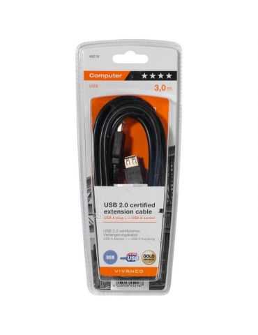 VIVANCO 45216 Câble de rallonge certifié USB 2.0 haut Gamme, 3 m