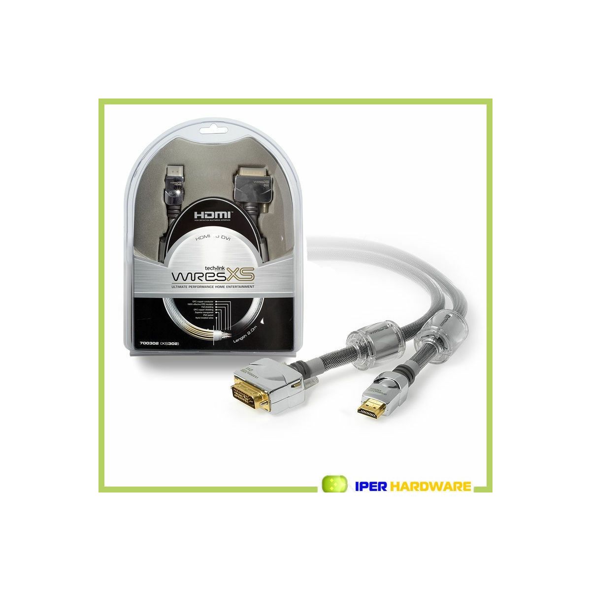 Techlink Wires XS302 Cavo HDMI-DVI bidirezionale | Iper Hardware