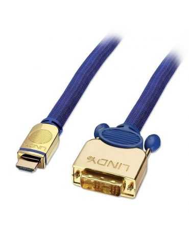 Lindy 37080 Cable HDMI/DVI-D Premium Gold, 0,5m OR 24 K