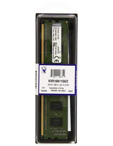 Kingston RAM 2Go 1600MHz DDR3 Non-ECC CL11 KVR16N11S6/2 DIMM 240-pin, 1.5V